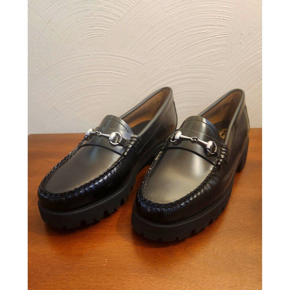 G.H.BASS WOMENS LIANNA BIT SUPER LUG LOAFER Brand New Retail: $195 Black  Sz 7M